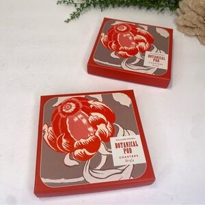 Two Sets of Williams-Sonoma Botanical Pod Poppy Coasters NIB 8 Total